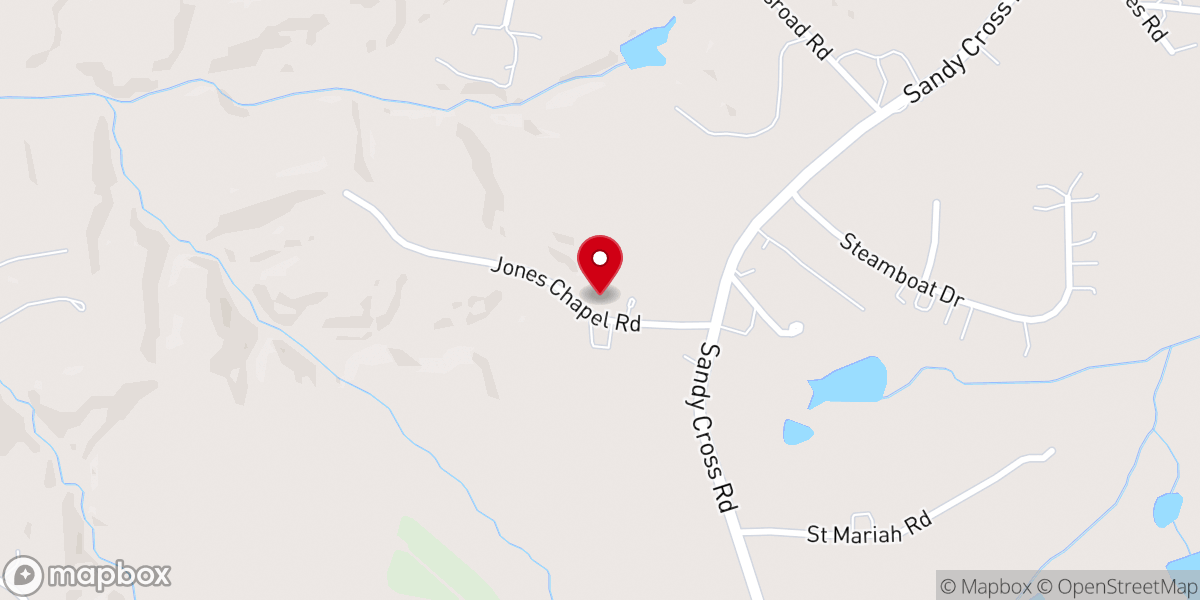 Map showing location of Jones Chapel Baptist Church