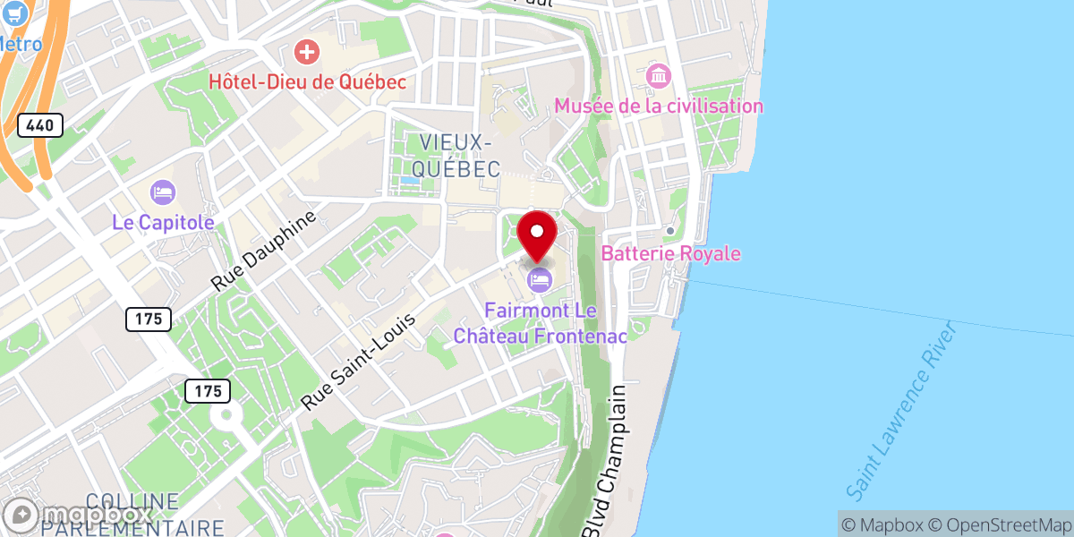 Map showing location of Fairmont Le Château Frontenac