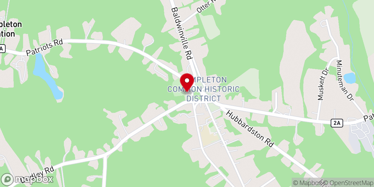 Map showing location of First Church of Templeton