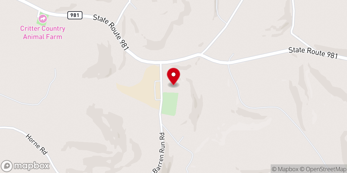 Map showing location of Barren Run United Methodist