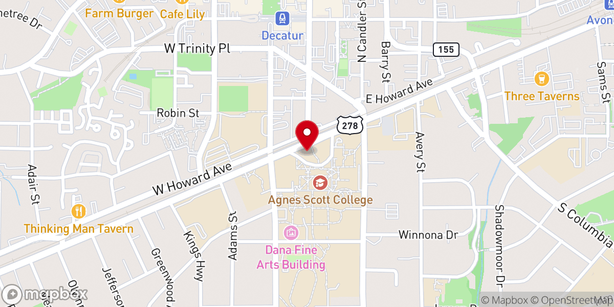 Map showing location of Columbia Theological Seminary