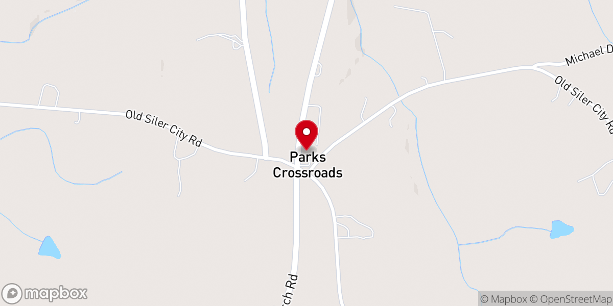 Map showing location of Parks Crossroads Christian Church