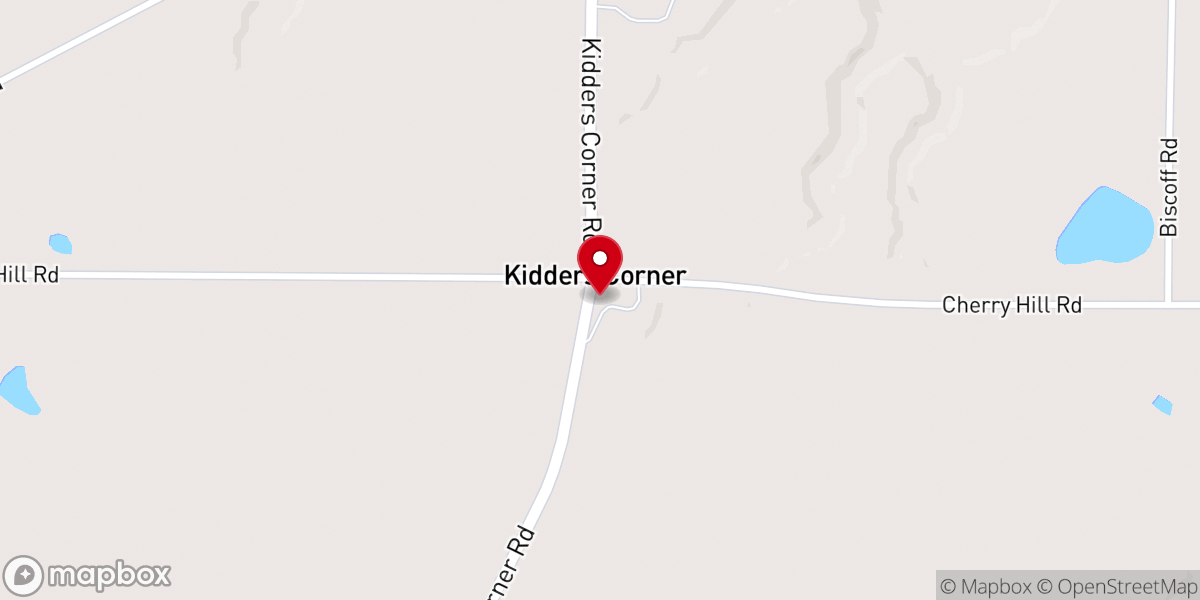 Map showing location of Kidders Corners Community Church