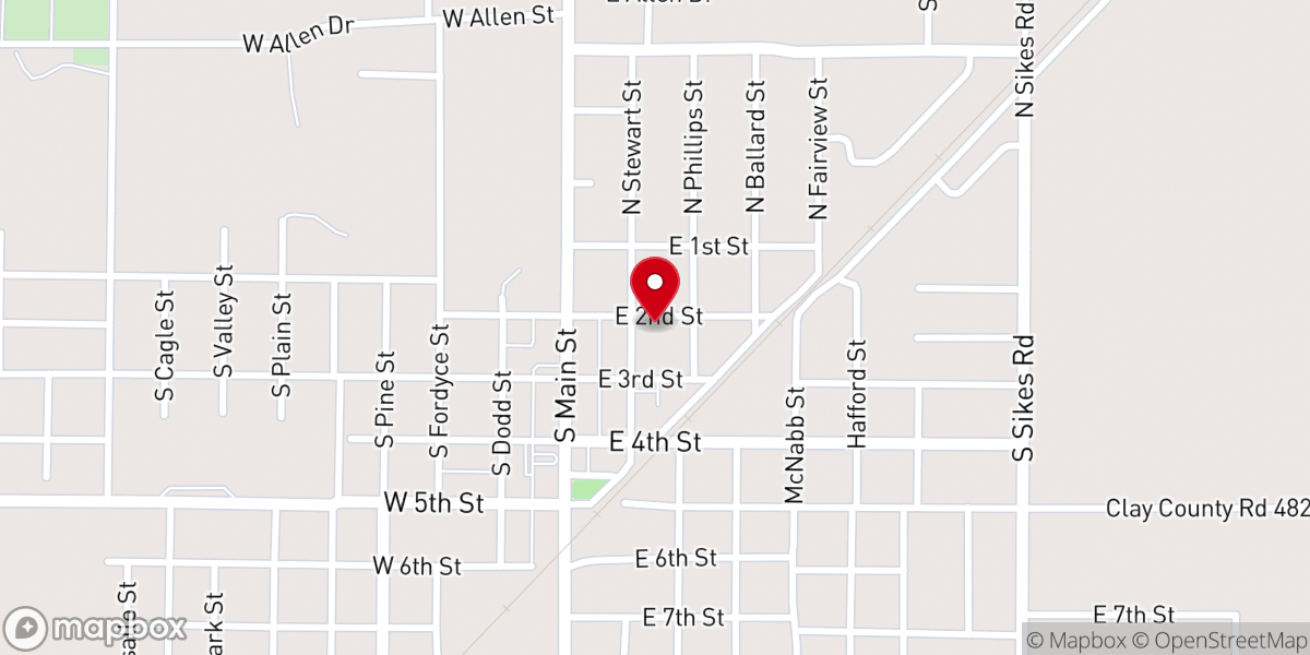 Map showing location of First Baptist Parsonage