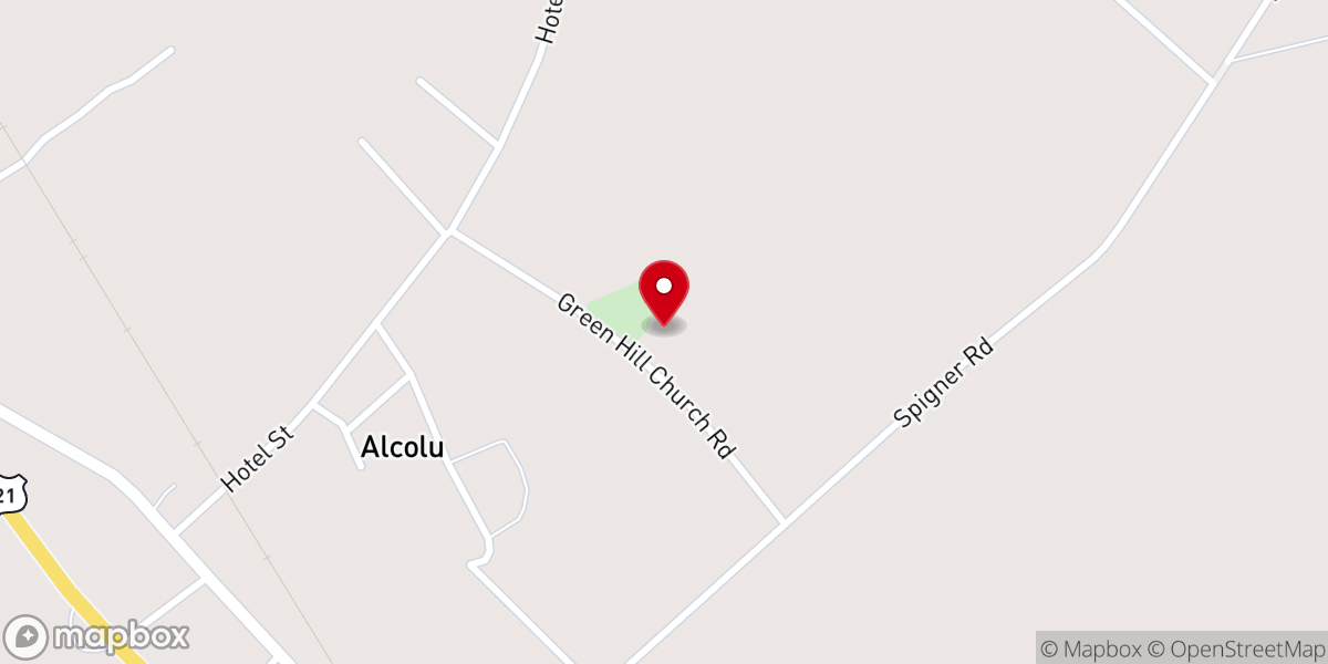 Map showing location of Green Hill Missionary Baptist Church