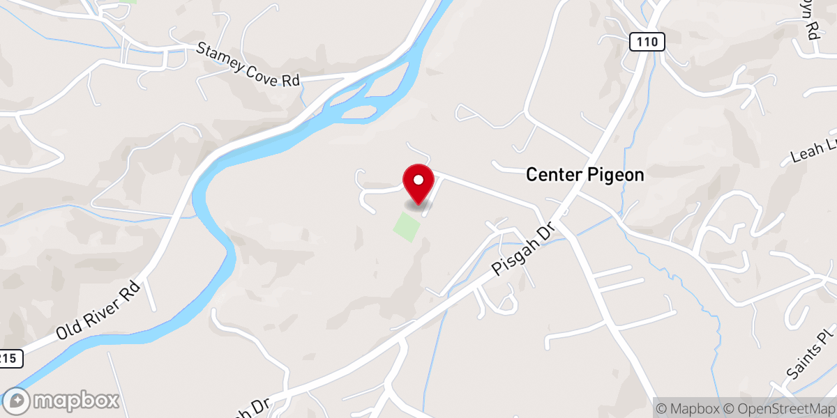 Map showing location of Center Pigeon Church