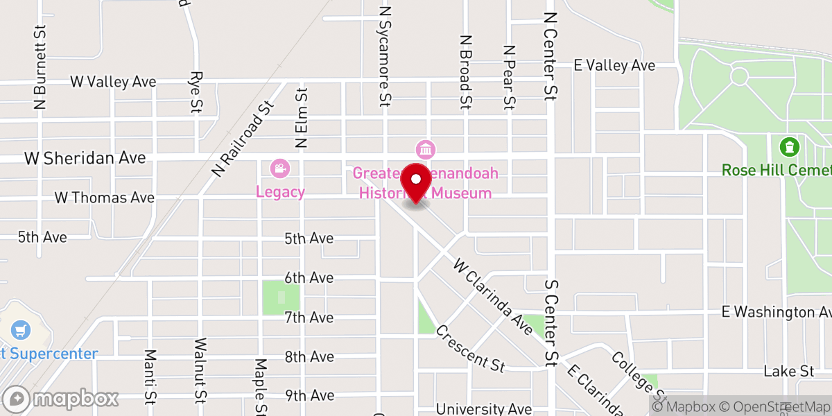 Map showing location of First Baptist Church Of Shenandoah