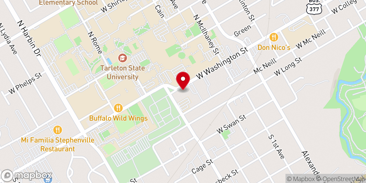 Map showing location of Tarleton Catholic Campus Ministry