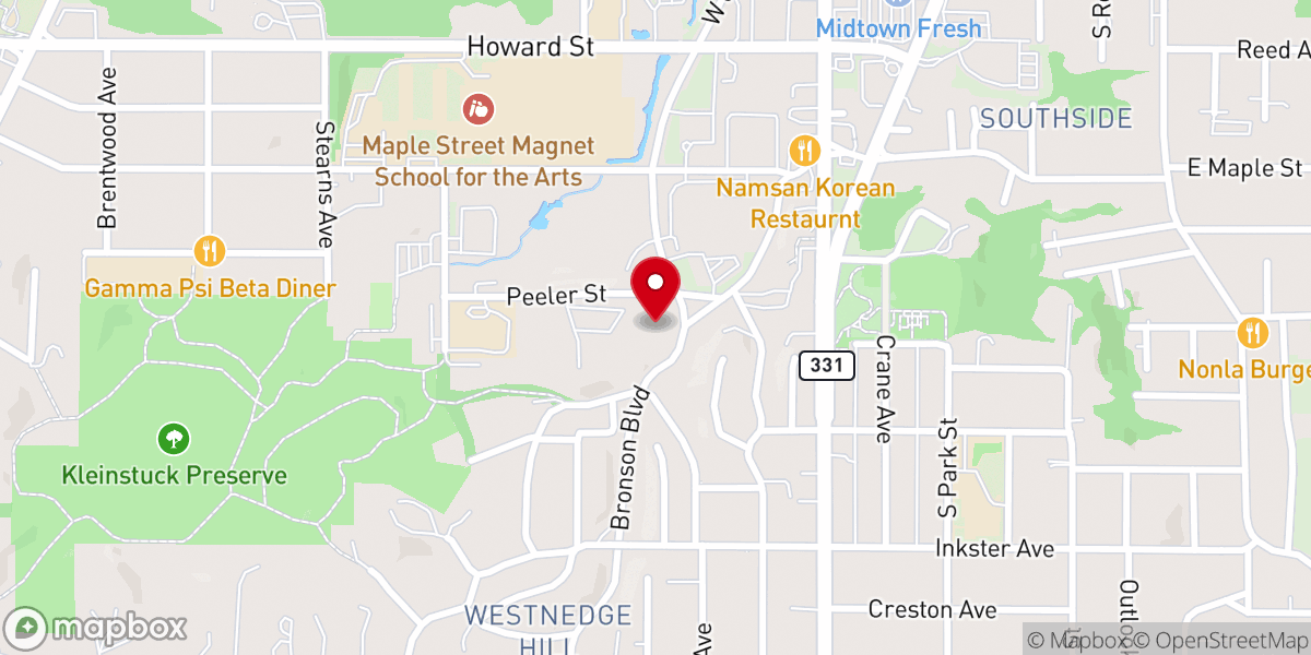 Map showing location of Zion Lutheran Church