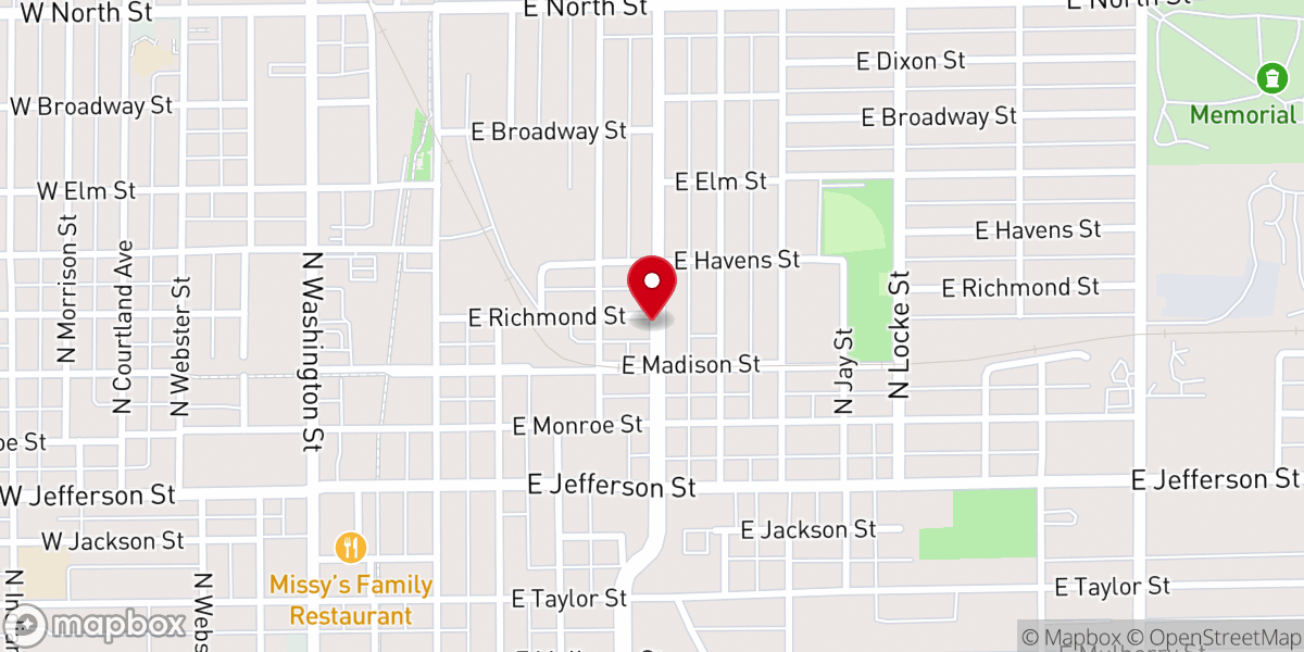 Map showing location of Second Missionary Baptist Church
