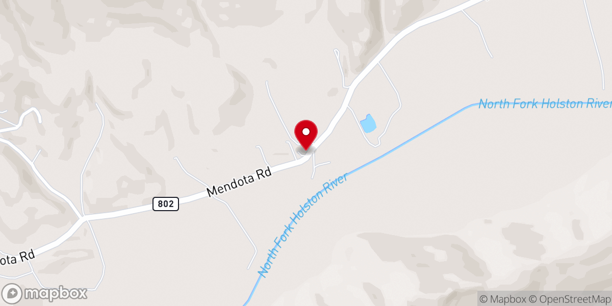 Map showing location of North Fork Church