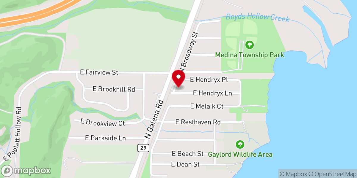 Map showing location of Crossroads Baptist Church