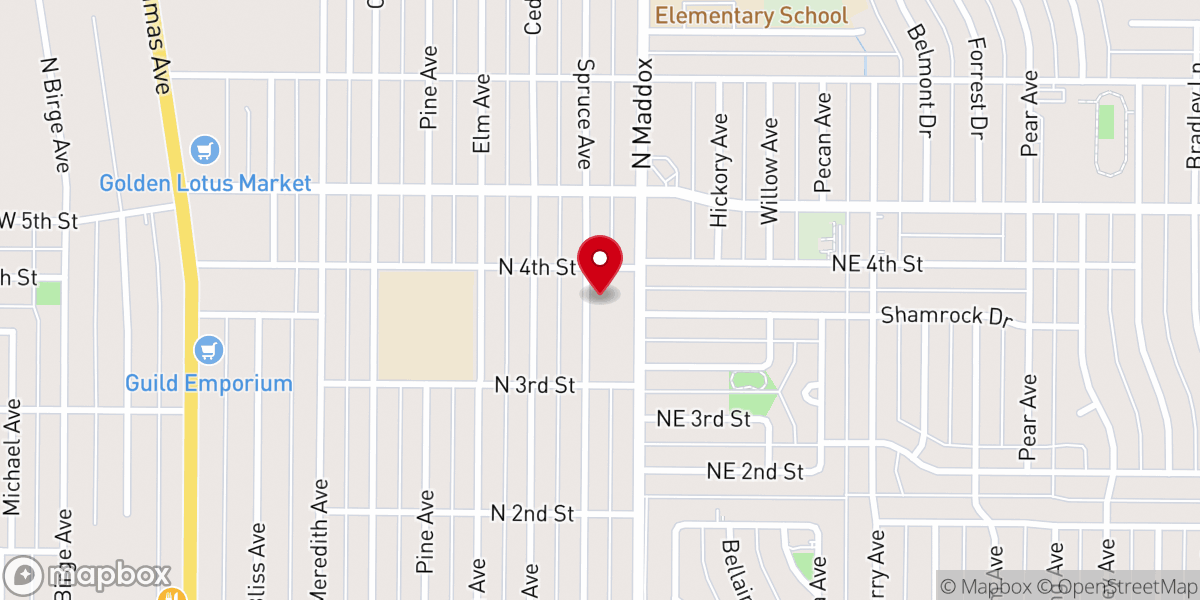 Map showing location of Temple Baptist Church