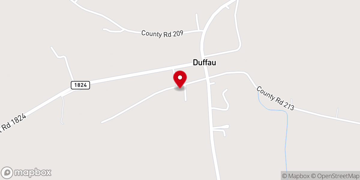 Map showing location of Duffau Baptist Church