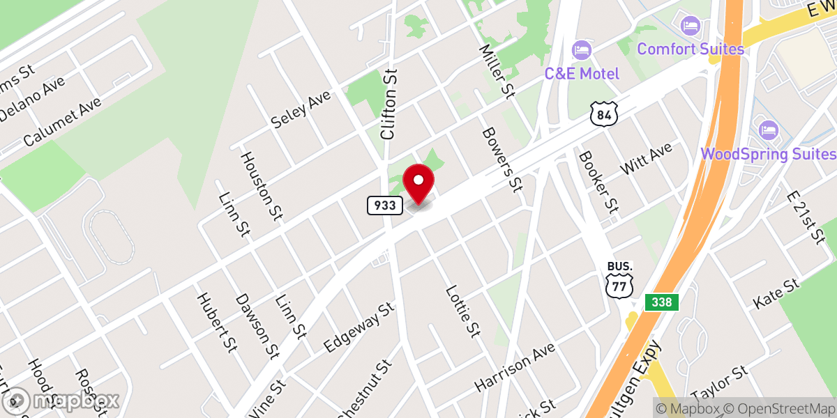 Map showing location of Rising Star Baptist Church