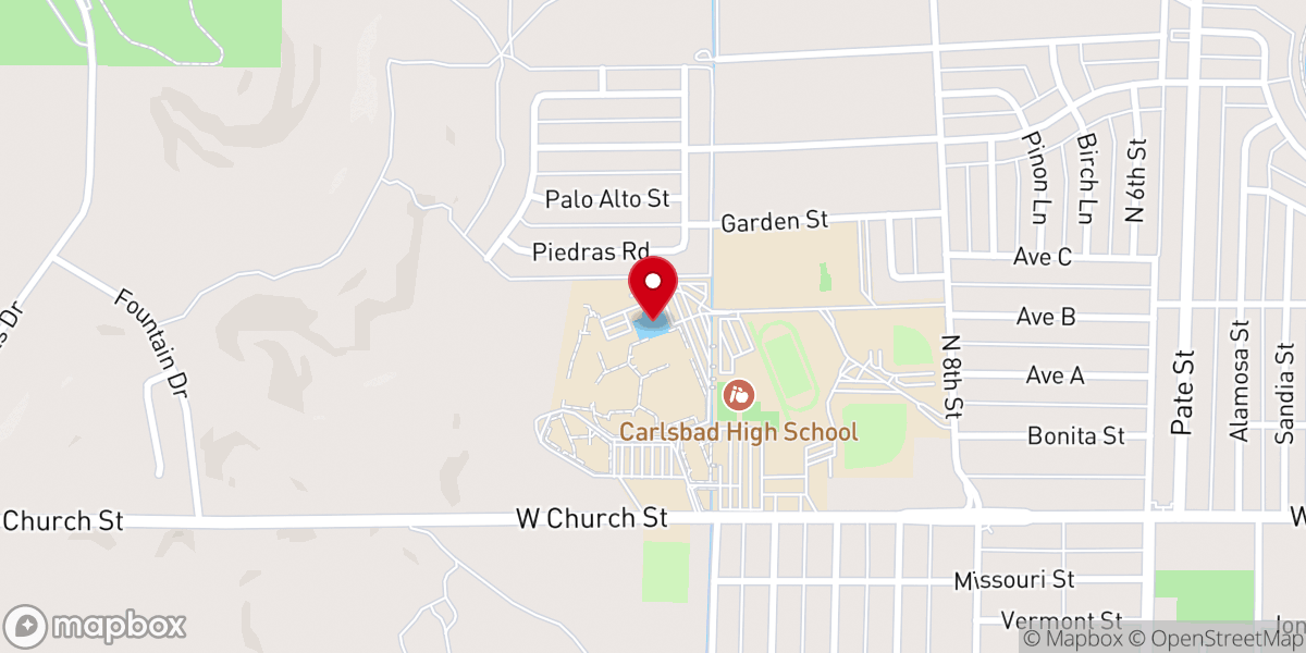 Map showing location of Carlsbad High School Natatorium (indoor pool)