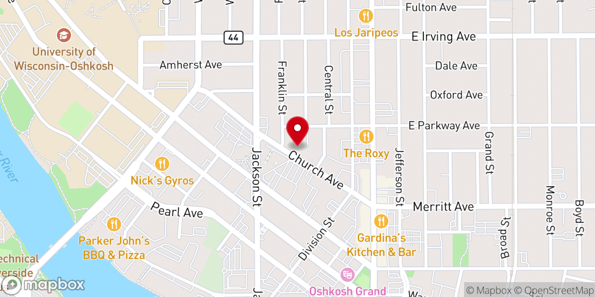 Map showing location of Calvary Sonrise Chapel-Oshkosh