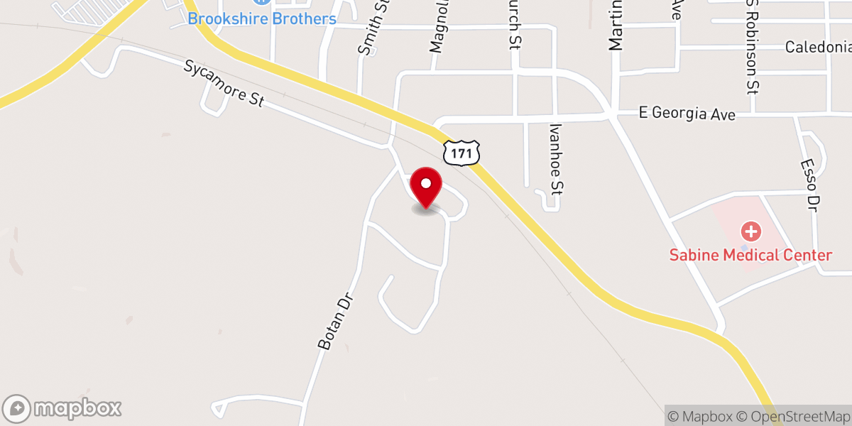 Map showing location of Sabine Parish Fairgrounds