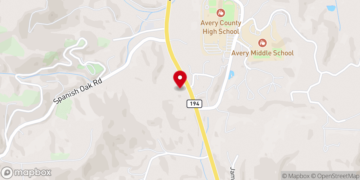 Map showing location of Oak Grove Baptist Church