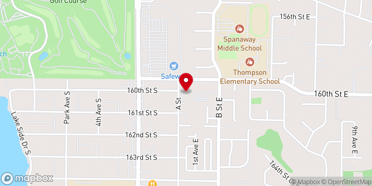 Map showing location of Spanaway Lutheran Church