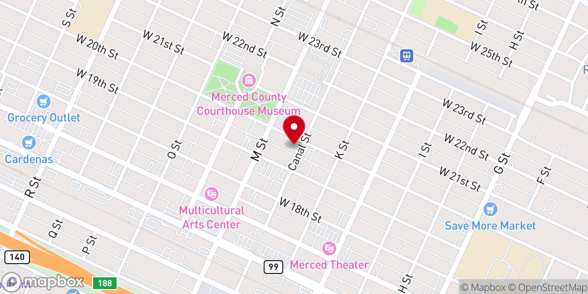 Map showing location of Love INC (in the name of Christ) of Greater Merced