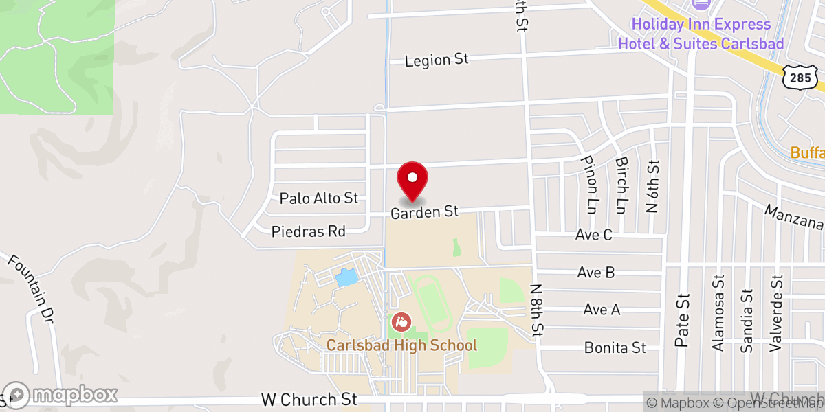 Map showing location of Garden Street Baptist Church