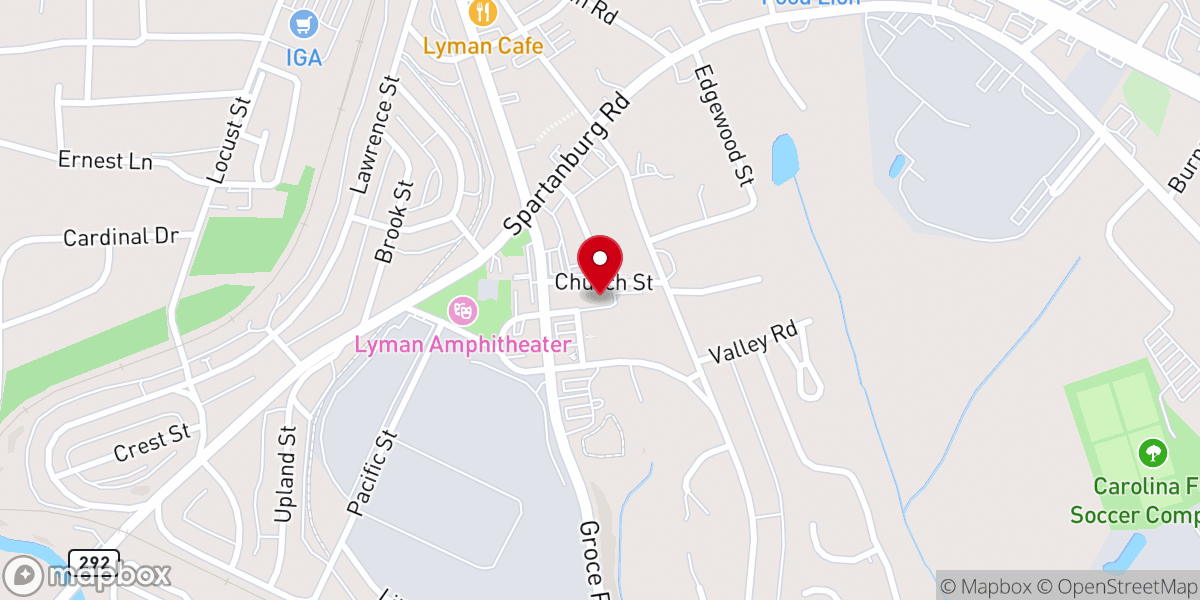 Map showing location of First Baptist Church Lyman