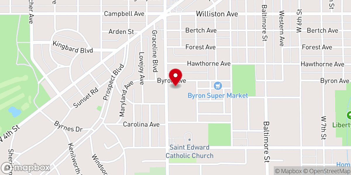 Map showing location of Kimball Avenue United Methodist Church