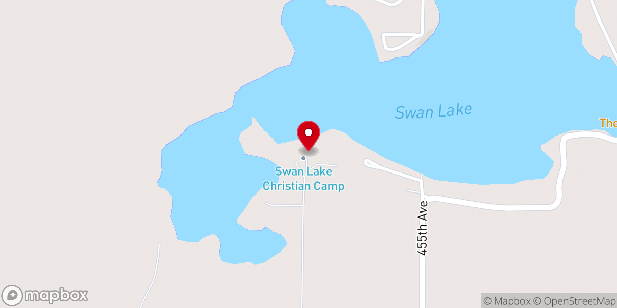 Map showing location of Swan Lake Christian Camp