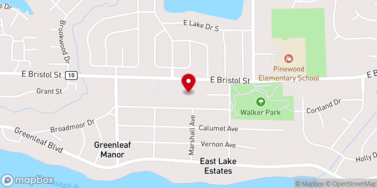 Map showing location of St. John's United Church of Christ