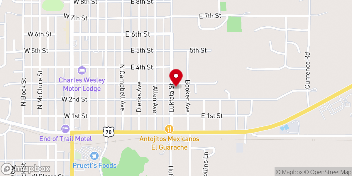 Map showing location of East Side Baptist Church