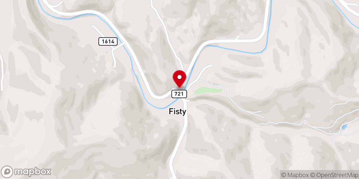 Map showing location of Fisty, KY 41743