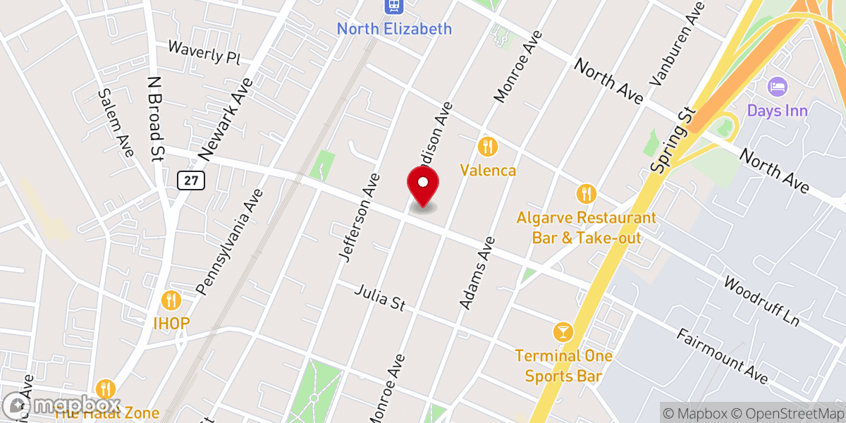 Map showing location of Elizabeth Spanish Seventh-Day Adventist Church