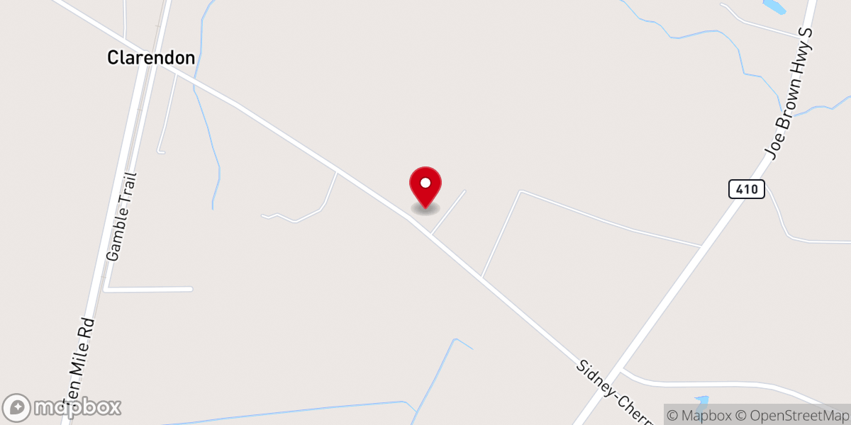 Map showing location of 1st Baptist Clarendon
