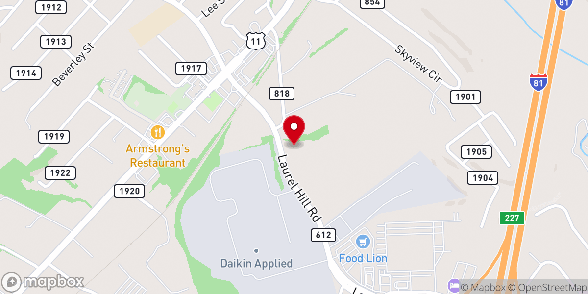 Map showing location of Blue Ridge Area Food Bank - Western Region & Headquarters