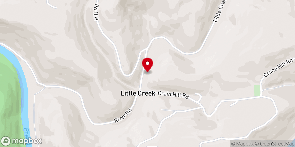 Map showing location of Little Creek Baptist Church