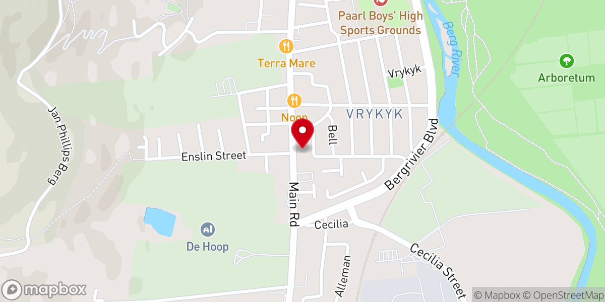 Map showing location of Evangelies-Gereformeerde Kerk Paarl