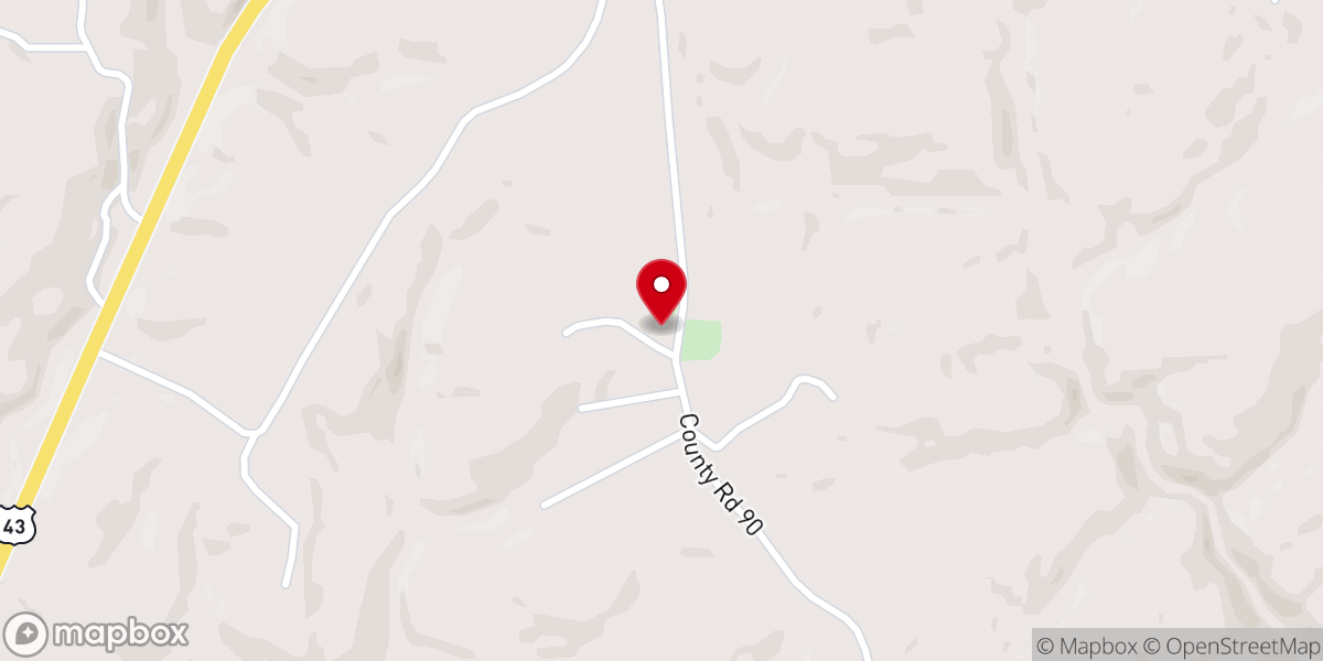 Map showing location of Antioch Freewill Baptist Church