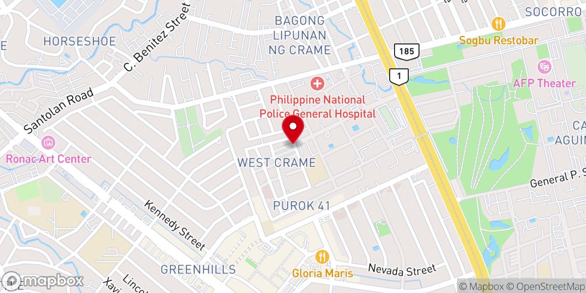Map showing location of Camp Crame Evangelical Church