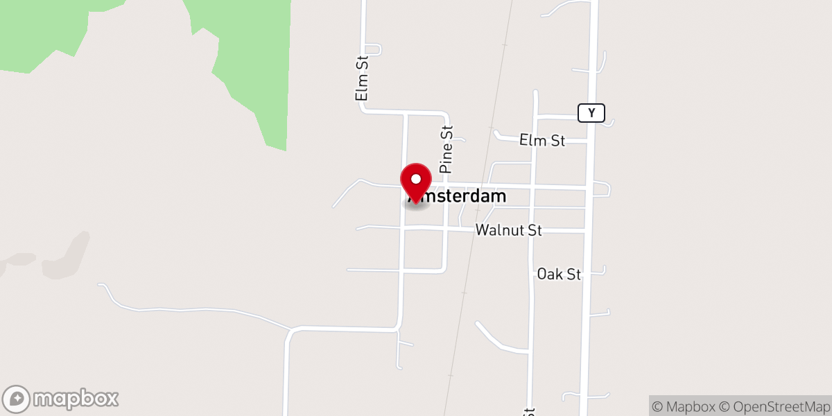 Map showing location of Amsterdam Baptist Parsonage