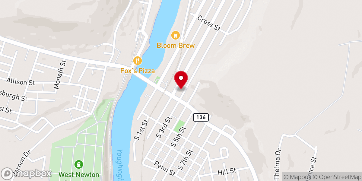 Map showing location of West Newton Methodist Church