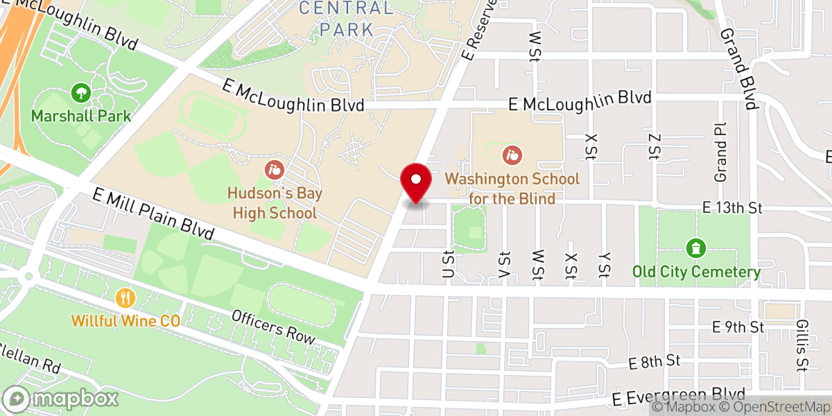 Map showing location of Vancouver Vineyard Church
