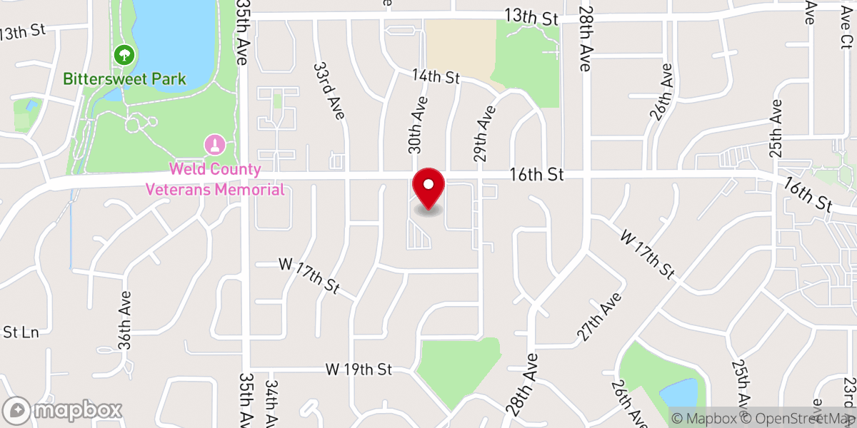Map showing location of Greeley First Assembly of God