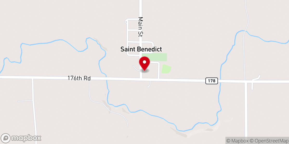 Map showing location of St. Mary's Catholic Church, St. Benedict