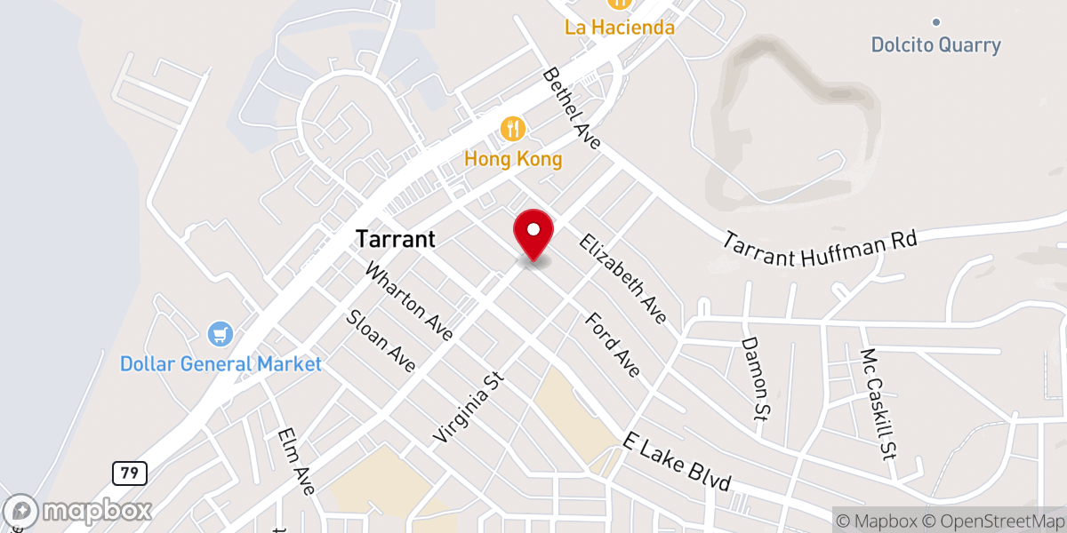 Map showing location of Tarrant First United Methodist Church