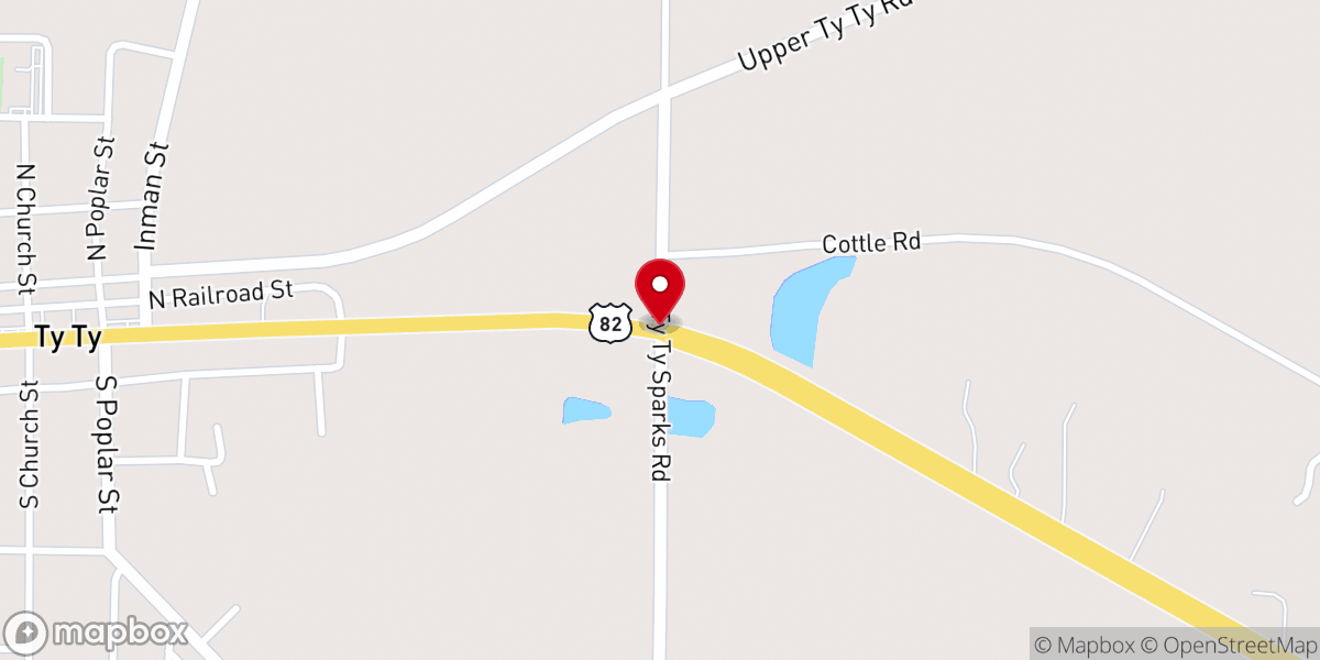 Map showing location of Cave Springs Baptist Church