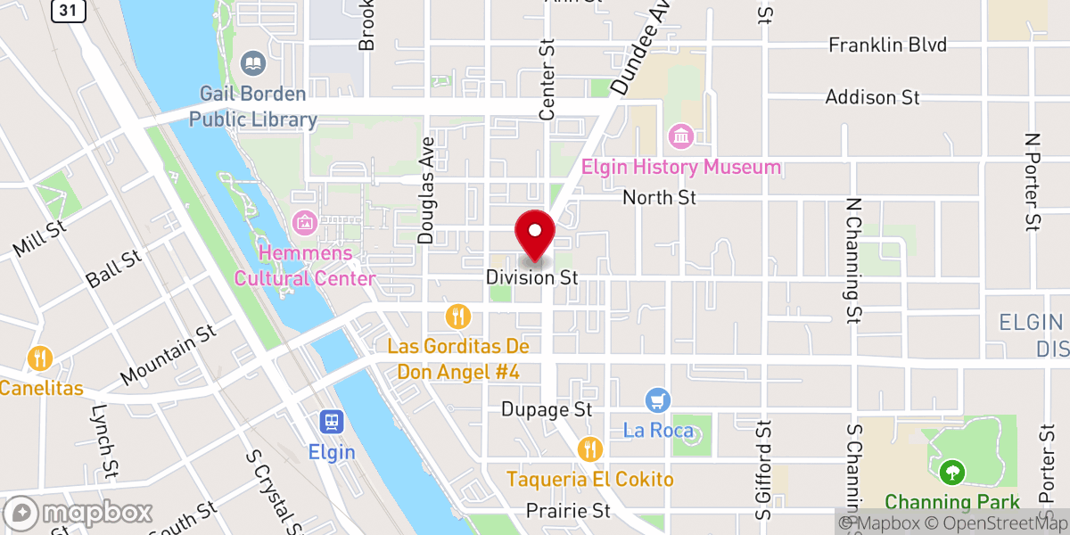 Map showing location of Vineyard Church of Elgin