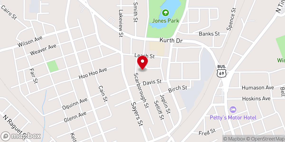Map showing location of Lufkin First Missionary Baptist Church