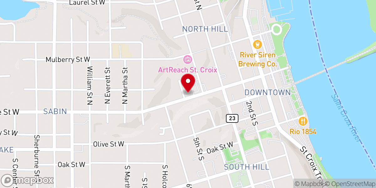 Map showing location of Trinity Luthern Church