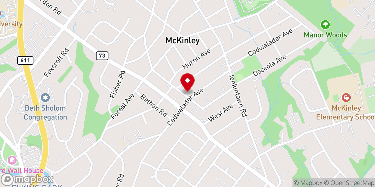 Map showing location of Elkins Park Reformed Presbyterian Church
